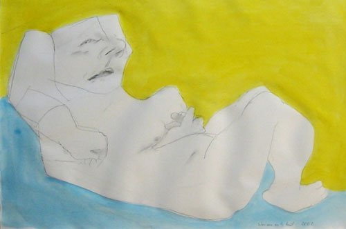 Maria Lassnig, Woman in the Bed, 2002